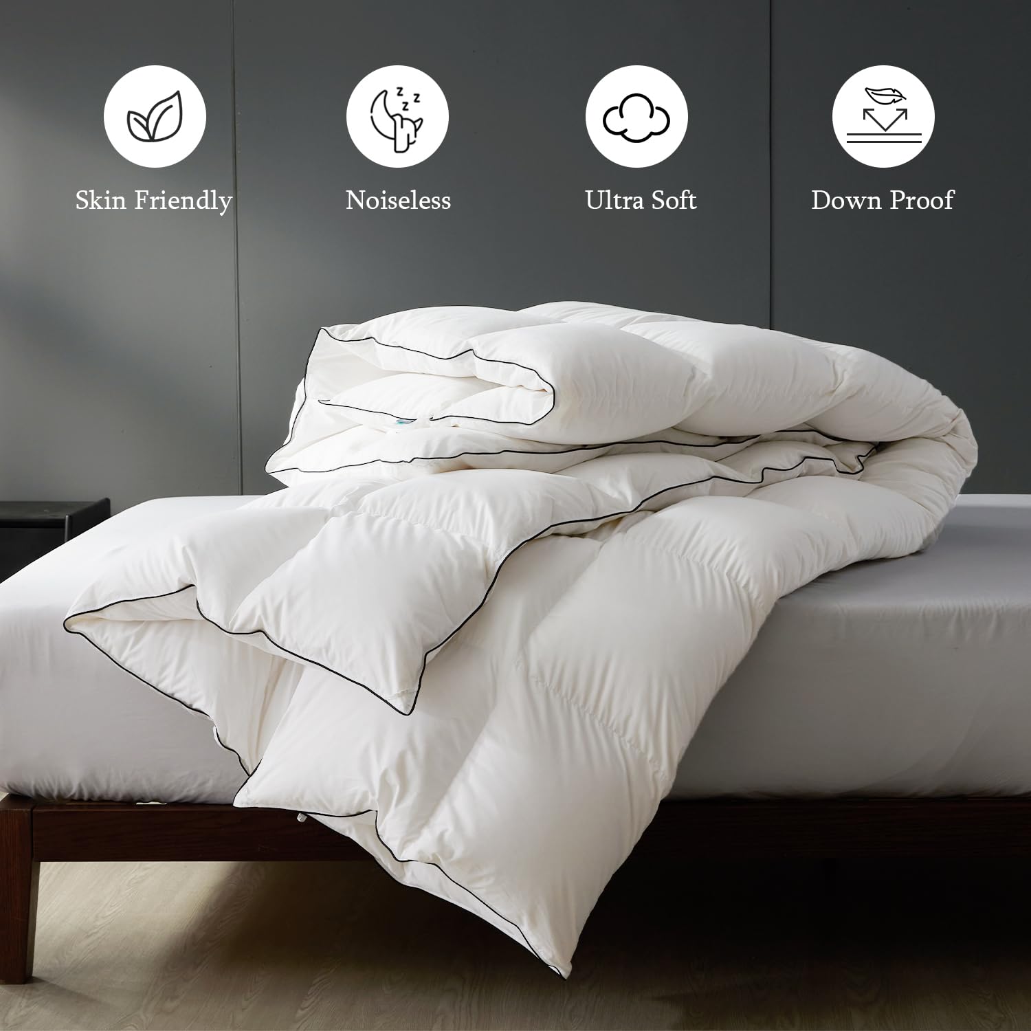 Queen Size Down Comforter - Medium Weight All-Season Duvet Insert