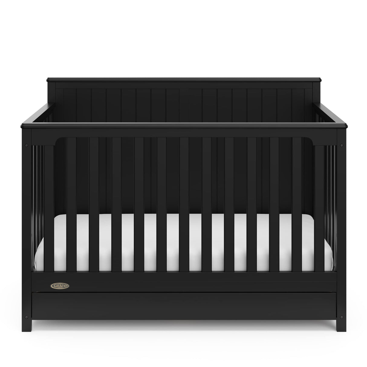 Graco Hadley 5-in-1 Convertible Crib with Drawer (Black) – Combo, Includes Full-Size Nursery Storage, Converts from Baby Crib to Toddler Bed, Daybed