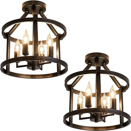 Light Farmhouse Vintage Semi Flush Mount Ceiling Light Fixtures