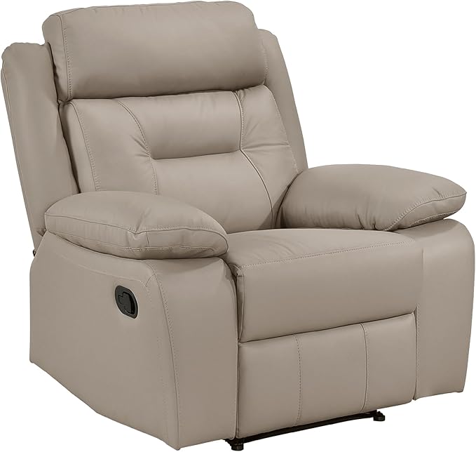 Recliner Chair Leather Recliner with Pillow Top Armrests, Home Theater Seating