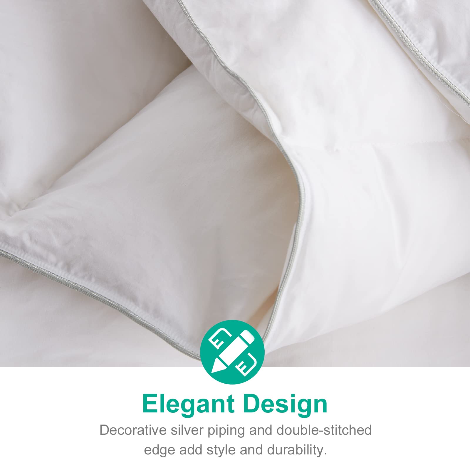 APSMILE Lightweight Down Feather Fibers Comforter Queen Size - Cooling Bed Comforter, Hotel Collection High Fill-Power Thin Duvet Insert for Warm Weather/Hot Sleepers, 90x90, White