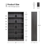 Farini Grey Bookshelf for Bedroom 5 Shelf Office Bookcase 60 Inches Tall Modern Wood Bookshelf for Living Room 5 Tier Wide Manga Bookshelf Library Bookcase