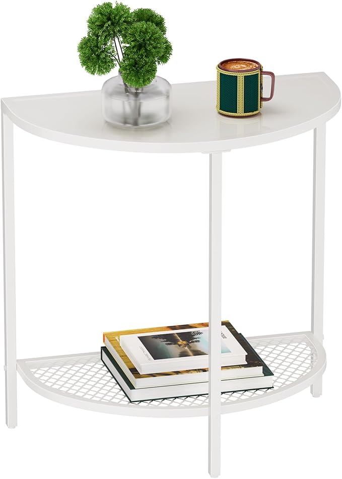 Black Side Table 19.7'' Half Moon Bed Side Tables 18.7"*10.4" Night Stand Small End