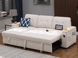 Modern Reversible Sleeper Sectional Sofa L-Shaped Pull Out Sleep Sofabed