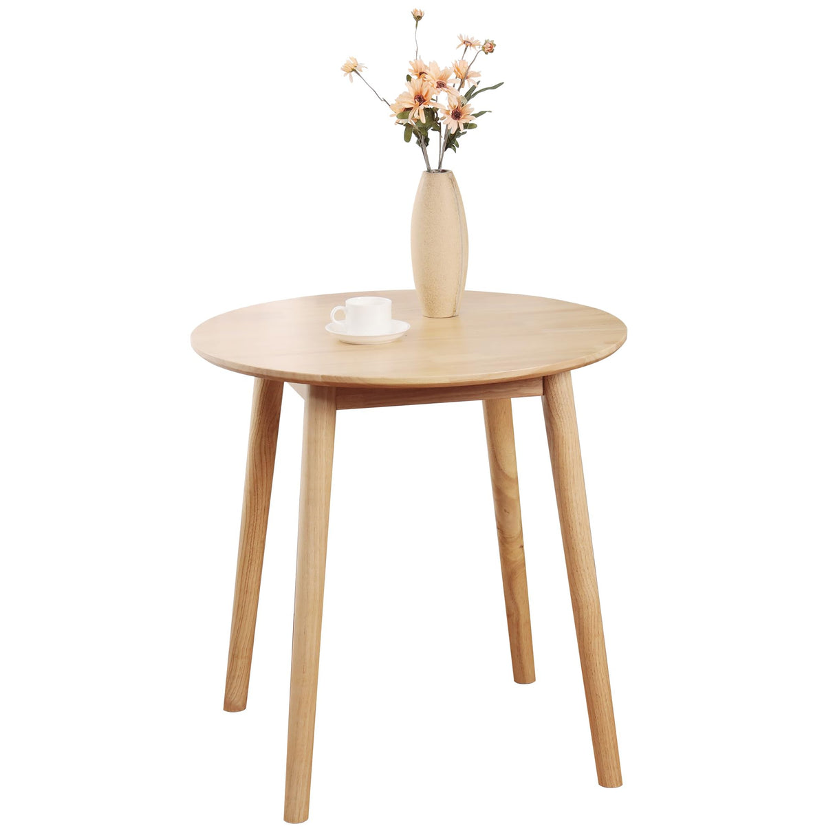 28.3" Small Round Dining Table for 2,Wooden Space-Saving Kitchen Dinner Table Rustic Wood Dining Table