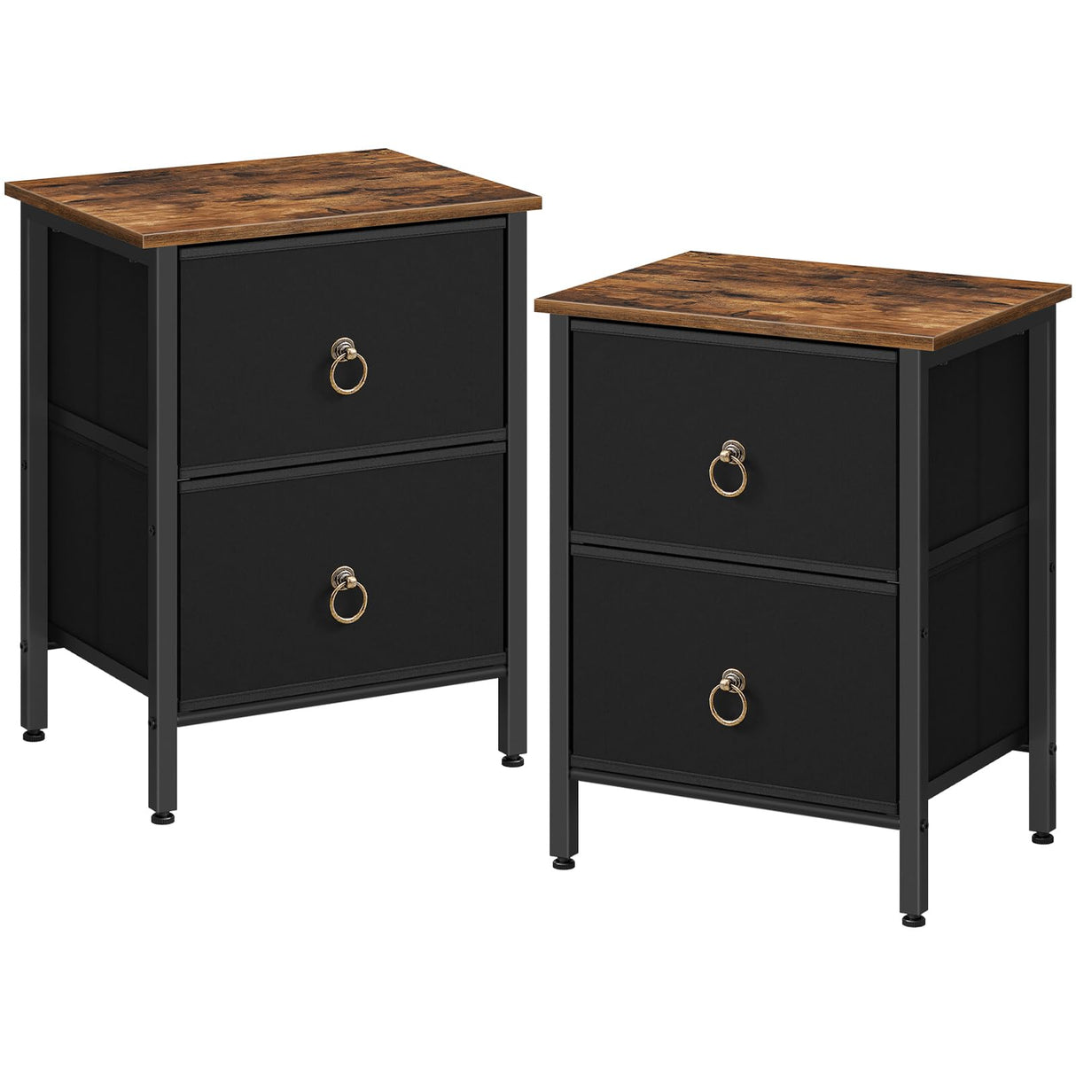 Nightstand Set of 2, 2 Drawer Dresser for Bedroom, Small Night Stand