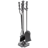 5 Pieces Fireplace Tools Set, Wrought Iron with Silver Pattern Fireplace Accessories Set