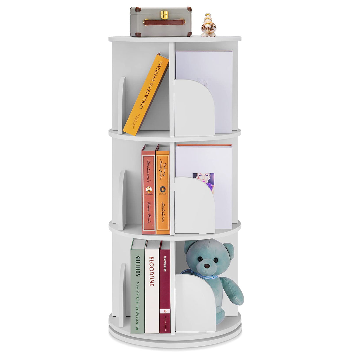 Rotating Bookshelf 360 Display Floor Standing Bookcase Storage Rack for Kids&Adults