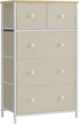 Drawer Dresser, Storage Dresser Tower with 5 Fabric Drawers