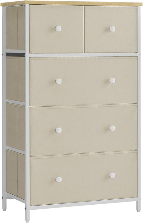 Drawer Dresser, Storage Dresser Tower with 5 Fabric Drawers