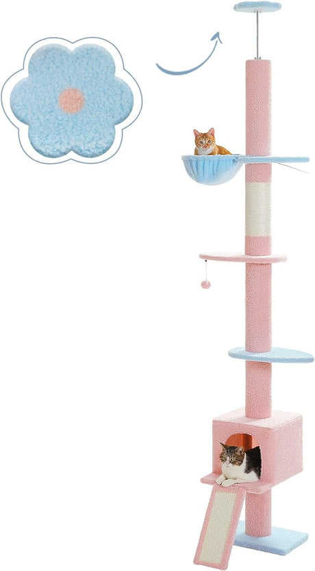 Cactus Cat Tree for Indoor Cats, 53'' Green Cat Tower with Large Cat Condo