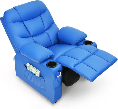 Kids Recliner Chair w/Cup Holder & Side Pockets, Children Recliner