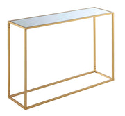 Gold Coast Mirrored Console Table, Mirrored Top / Gold Frame