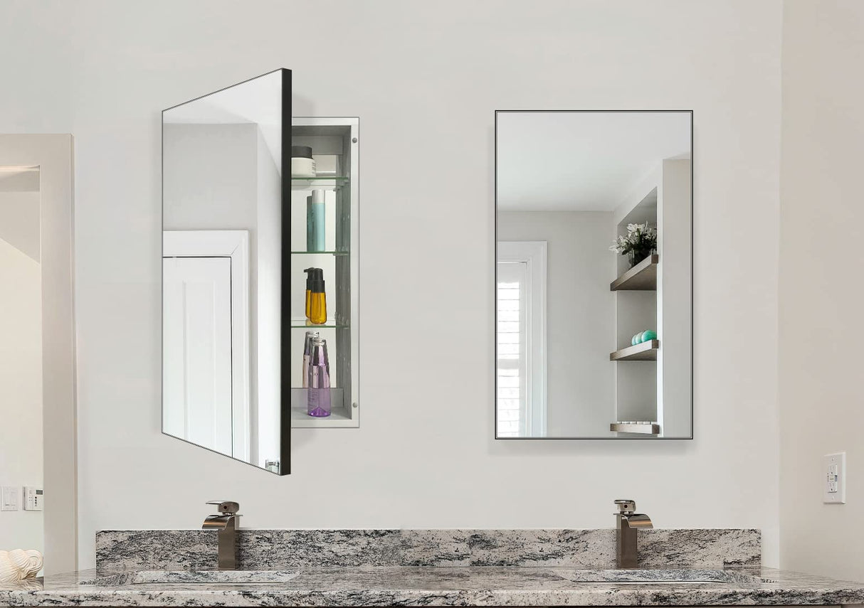 Bathroom Medicine Cabinet 22x30 Inches Recess or Surface Mount Mirror Cabinet