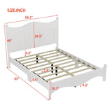 JIJIWANG Queen Size Elegant Design Wood Platform Bed Frame,Retro Style Platform Bed with Wooden Slat Support,for Kids Teens Adults Bedroom White