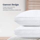 Down Feather Bed Pillows for Sleeping 2 Pack 100% Cotton Cover Gusseted Hotel