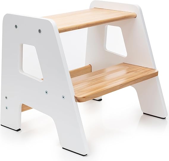 Wooden Step Stools for Kids - Sturdy, Non-Slip, Non-Tip Toddler Step Stool for Bathroom