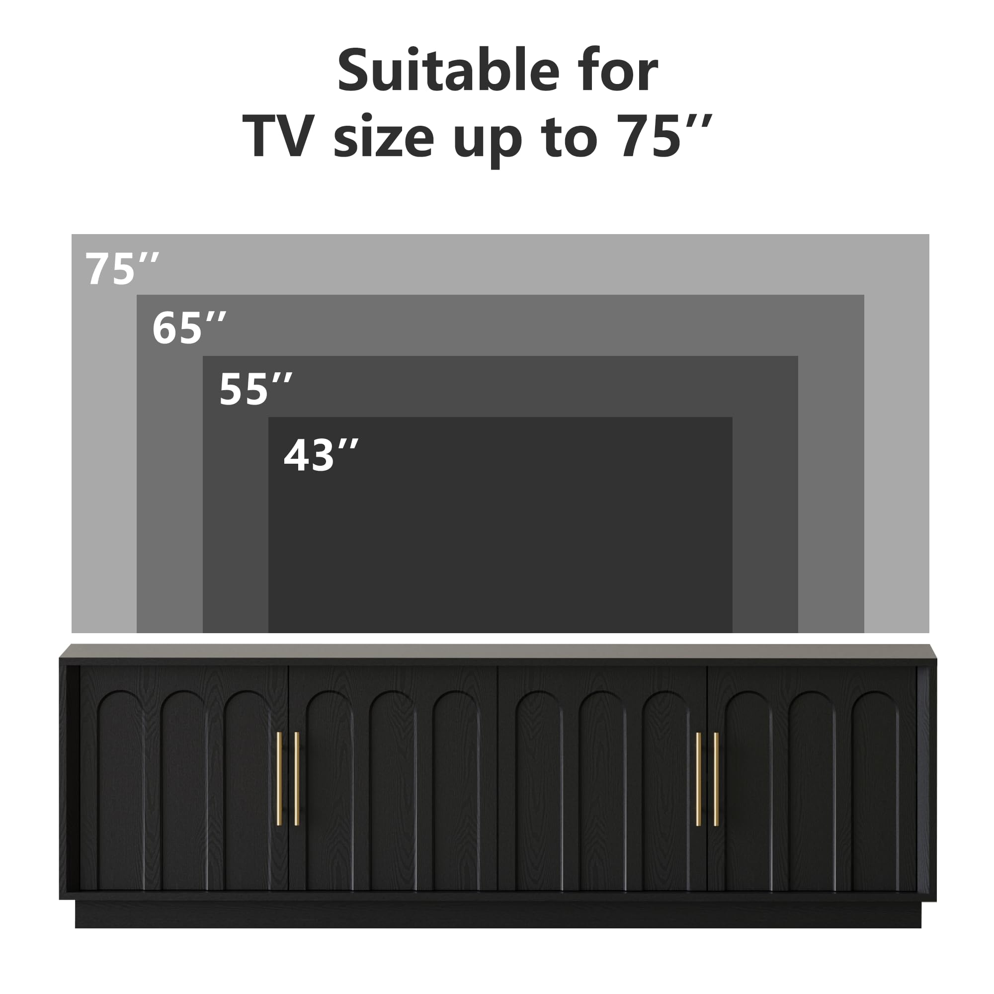 67" Modern TV Stand for 75 Inch TV with Adjustable Shelves
