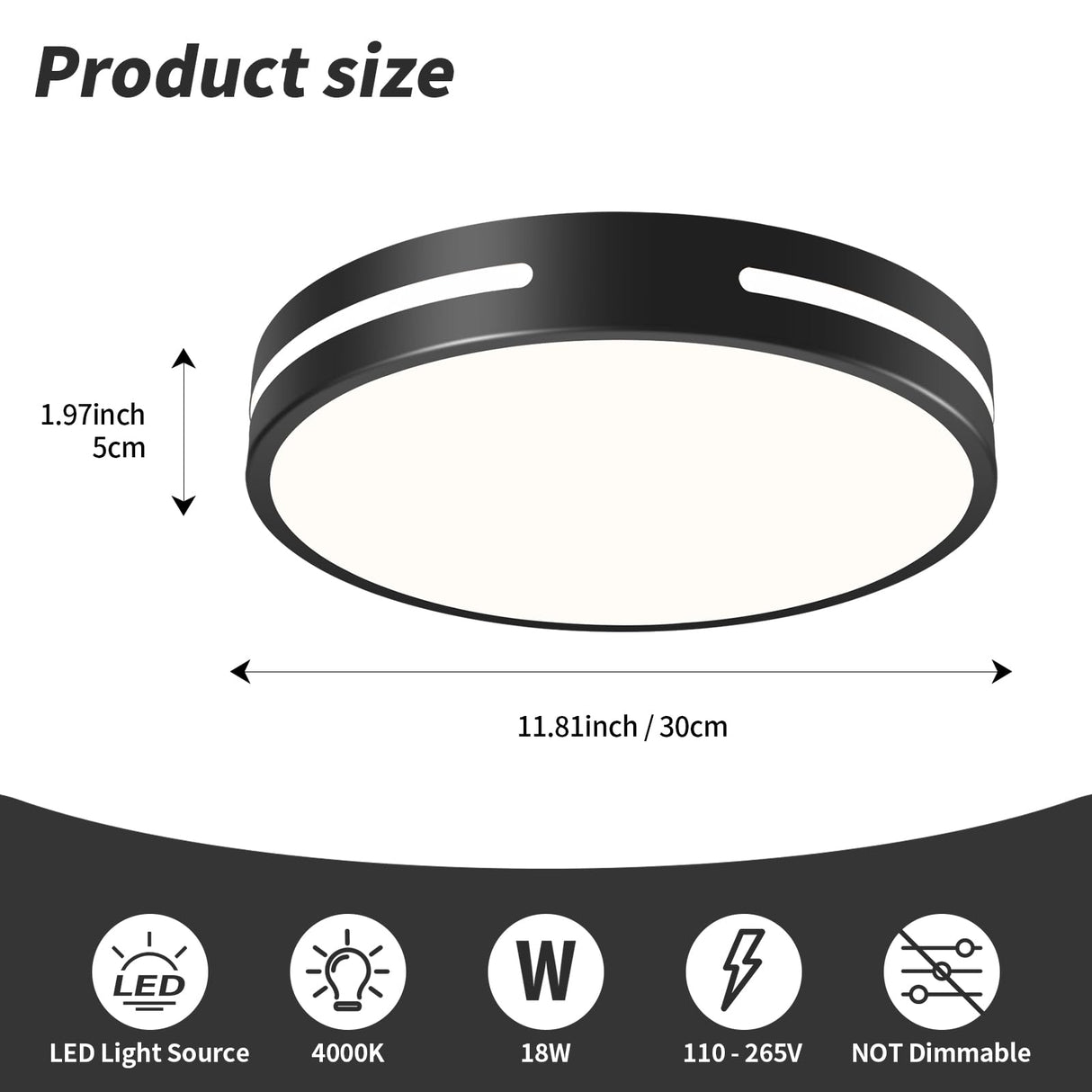 Modern Brushed Black Flush Mount Ceiling Light Mid-Century LED Ceiling Light Bedroom