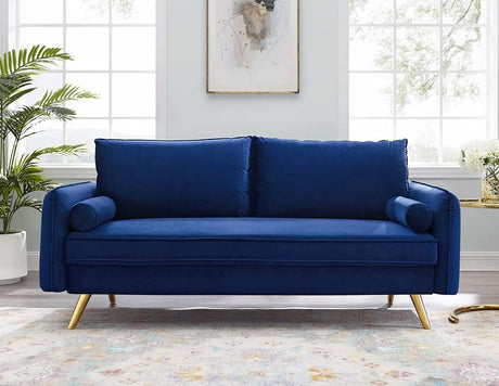 Revive Performance Velvet Sofa, Navy