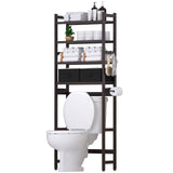 Cozivolife Over The Toilet Storage with 2 Baskets,4-Tier Bamboo Over Toilet Organizer Rack with Paper Holder & 4 Hooks & Waterproof Feet Pad,Freestanding Above Toilet Shelf for Bathroom(Brown)