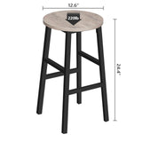 Bar Stools, Set of 2 Round Bar Chairs with Footrest, 24.4 Inch Kitchen Breakfast Bar Stools