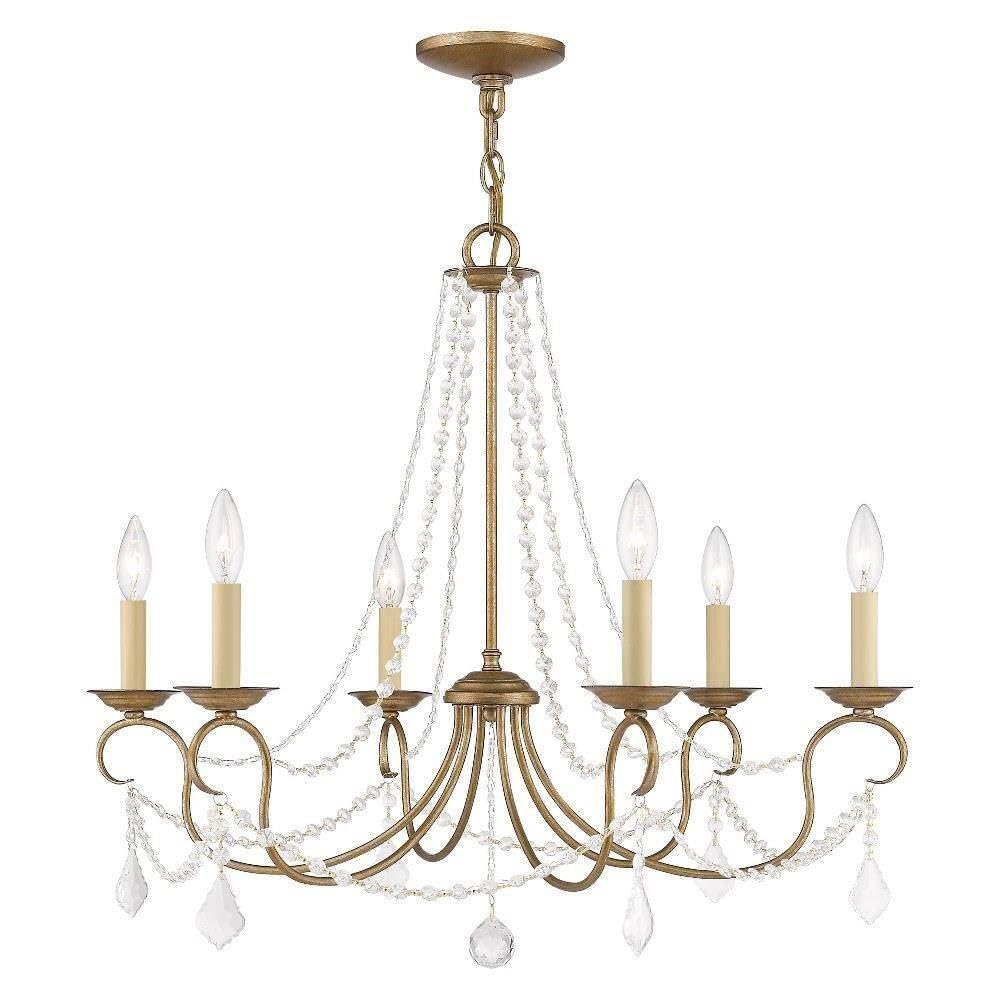 6516-48 Pennington 6 Light Chandelier, Antique Gold Leaf