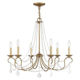 6516-48 Pennington 6 Light Chandelier, Antique Gold Leaf