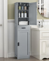 67“ Tall Bathroom Cabinet, Storage Cabinet with 4 Shelves & 2 Doors