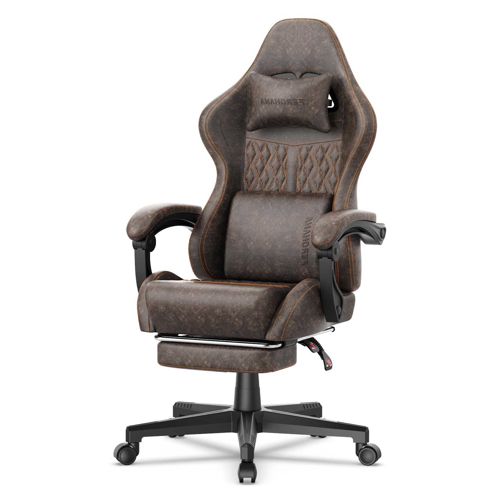 Vintage PU Leather Gaming Chair, Ergonomic Gamer Chair with Massage