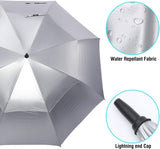 68/72 Inch Automatic Open UV Golf Umbrella, Extra Large Oversize Double Canopy Vented Windproof Waterproof