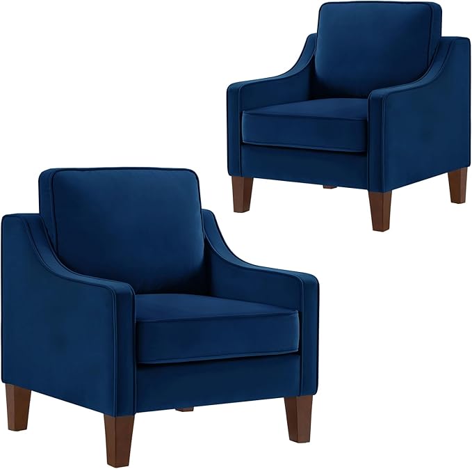 Velvet Upholstered Accent Chair with Arms,Mid Century Modern Arm Chairs for Bedroom,