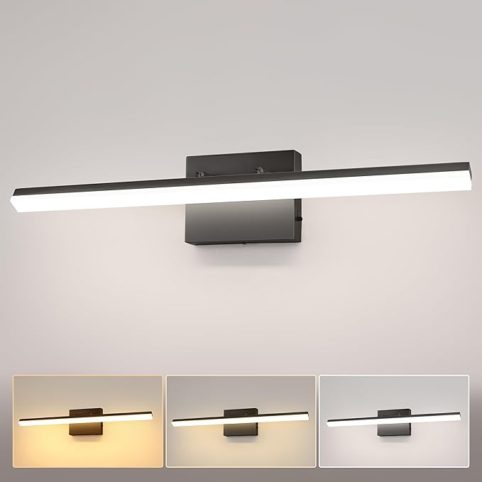 48-Inch Bathroom Vanity Light Bar Over Mirror, Matt Black Modern Bathroom Light Fixtures