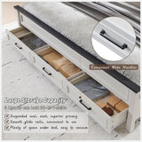 Farmhouse Queen Bed Frame with 52" Tall Headboard & Storage Drawers