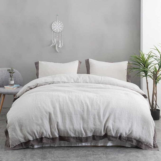 100% Linen Duvet Cover Set, Natural French Flax Linen Duvet Cover Twin Size