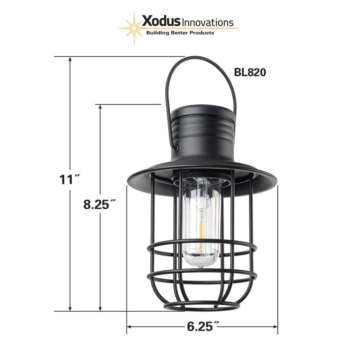 BL820-2 Battery-Operated LED Filament Style Lantern Outdoors Either