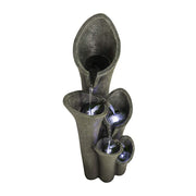 Faux Stone LED Floor Fountain 39 2/5", Bell 5-Tier Waterfall Outdoor