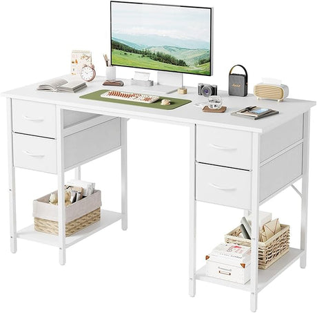 Computer Desk with 4 Drawers, 47 Inch Office Desk with Storage, Gaming Desk