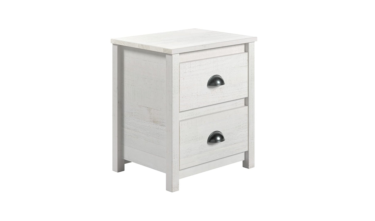 Hampton 2 Drawer Solid Wood Rustic Nightstand - Coastal White Finish