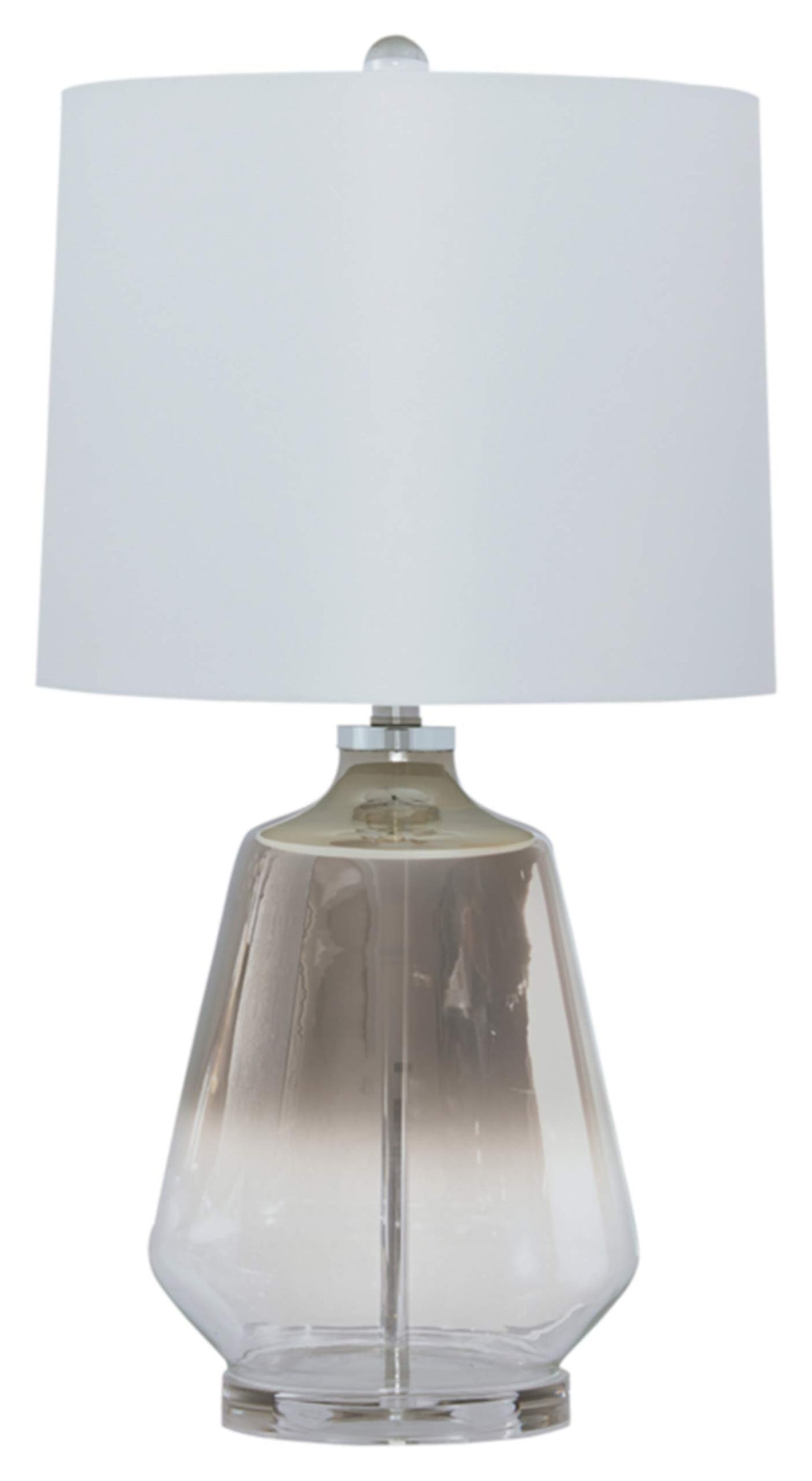 Signature Design by Ashley Jaslyn Ombre 28" Glass Table Lamp with White Shade, Silver Finish