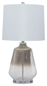 Signature Design by Ashley Jaslyn Ombre 28" Glass Table Lamp with White Shade, Silver Finish