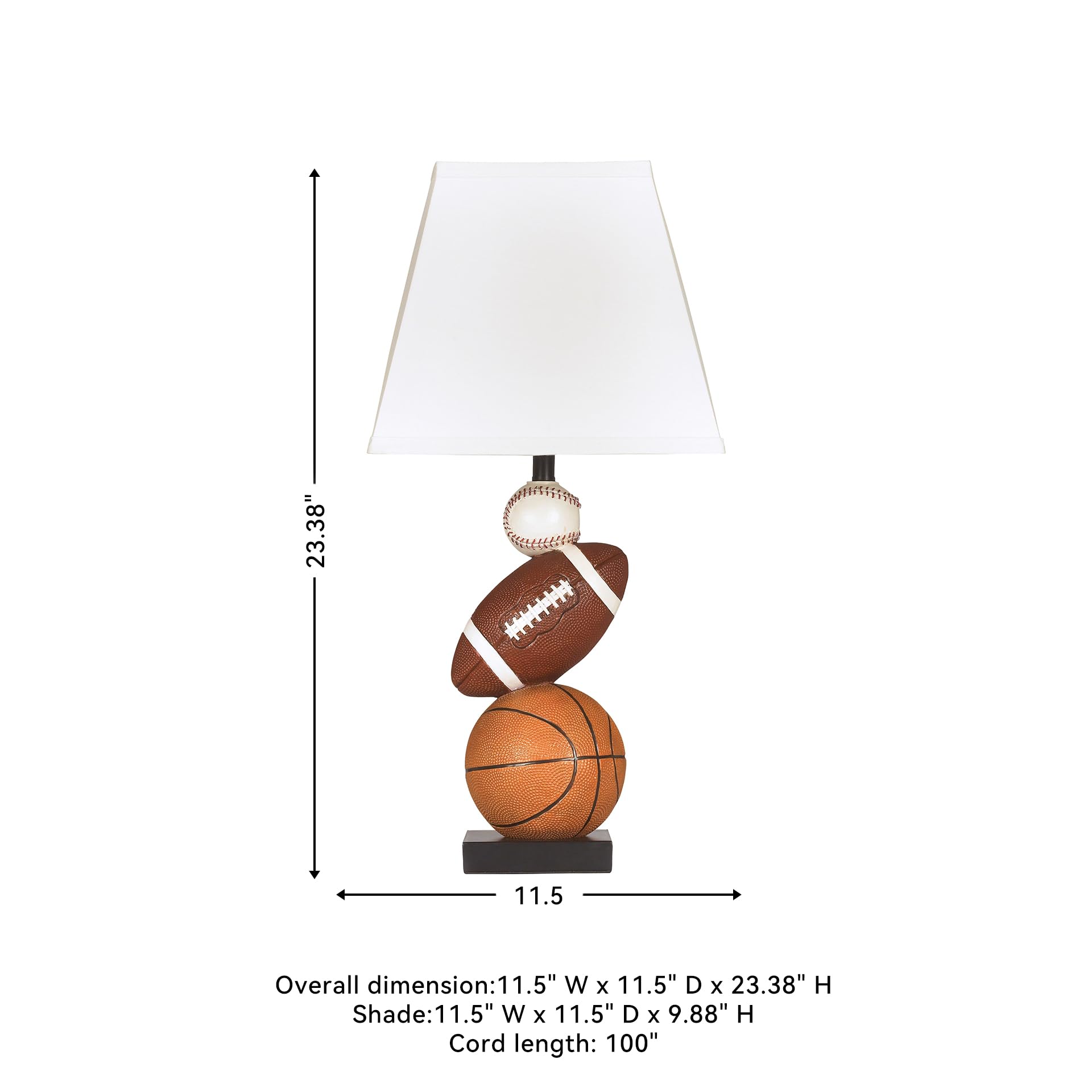 Youth Athletic Table Lamp - Baseball & Football Design 24"