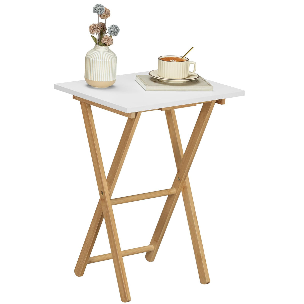 Folding TV Tray Table, Side Table for Small Space, Portable Snack Tables for Eating at Couch