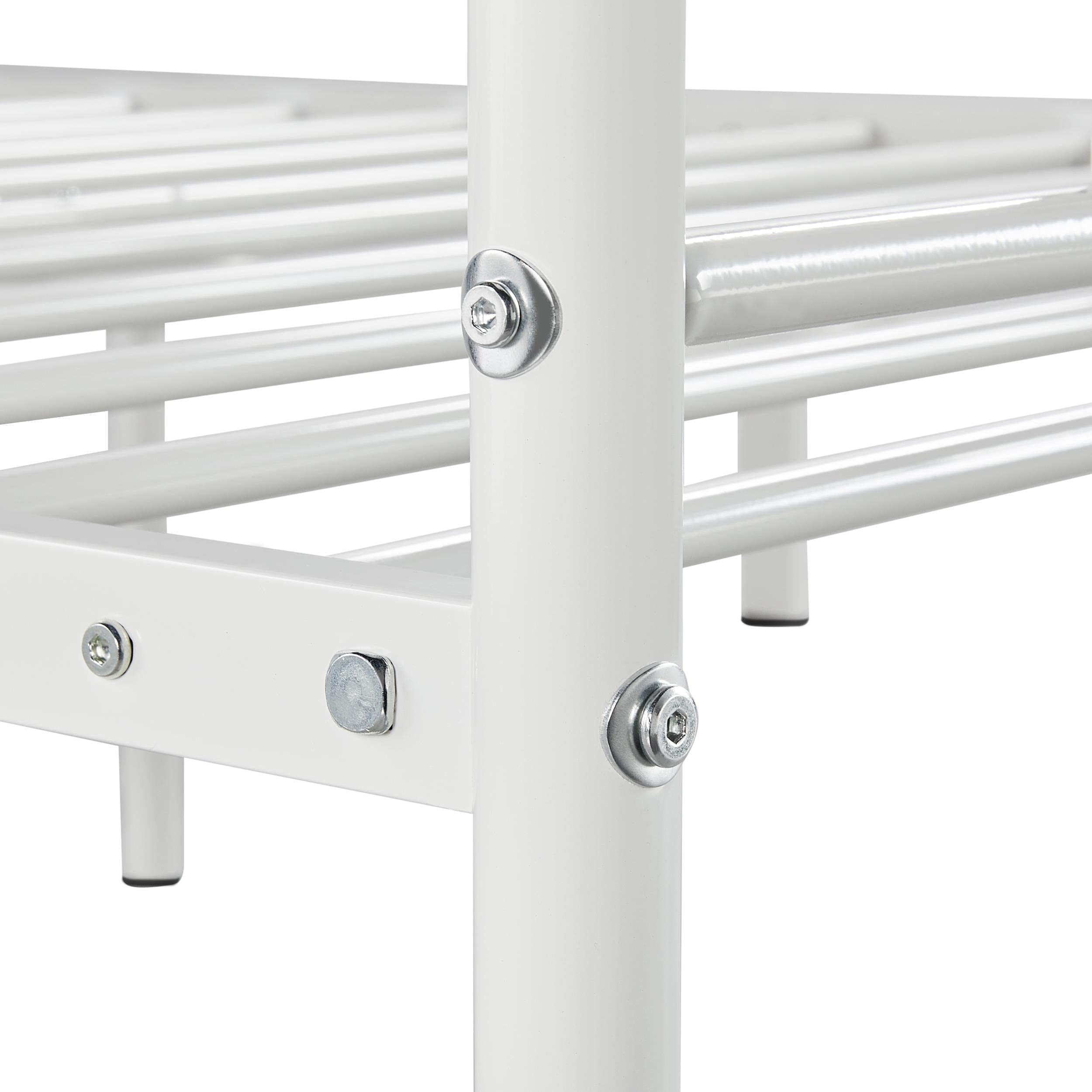 Metal Queen Size White Bed Platform Simple Industrial Style