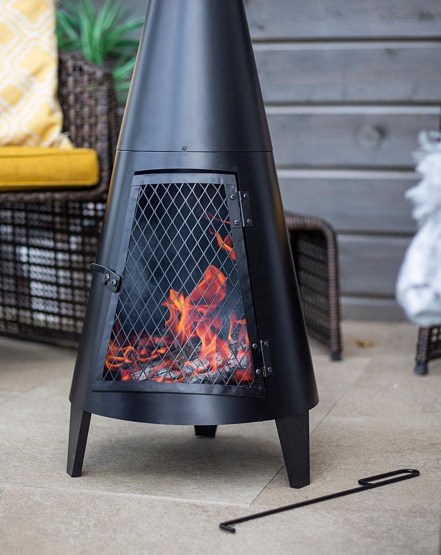 63 inch Tall Chiminea Outdoor Fireplace for Backyard and Patio - Wood Burning Rocket