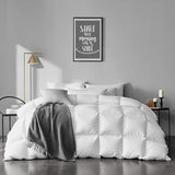 King Size Feather Down Fiber Comforter - Ultra Soft All Seasons Grey Organic Cotton