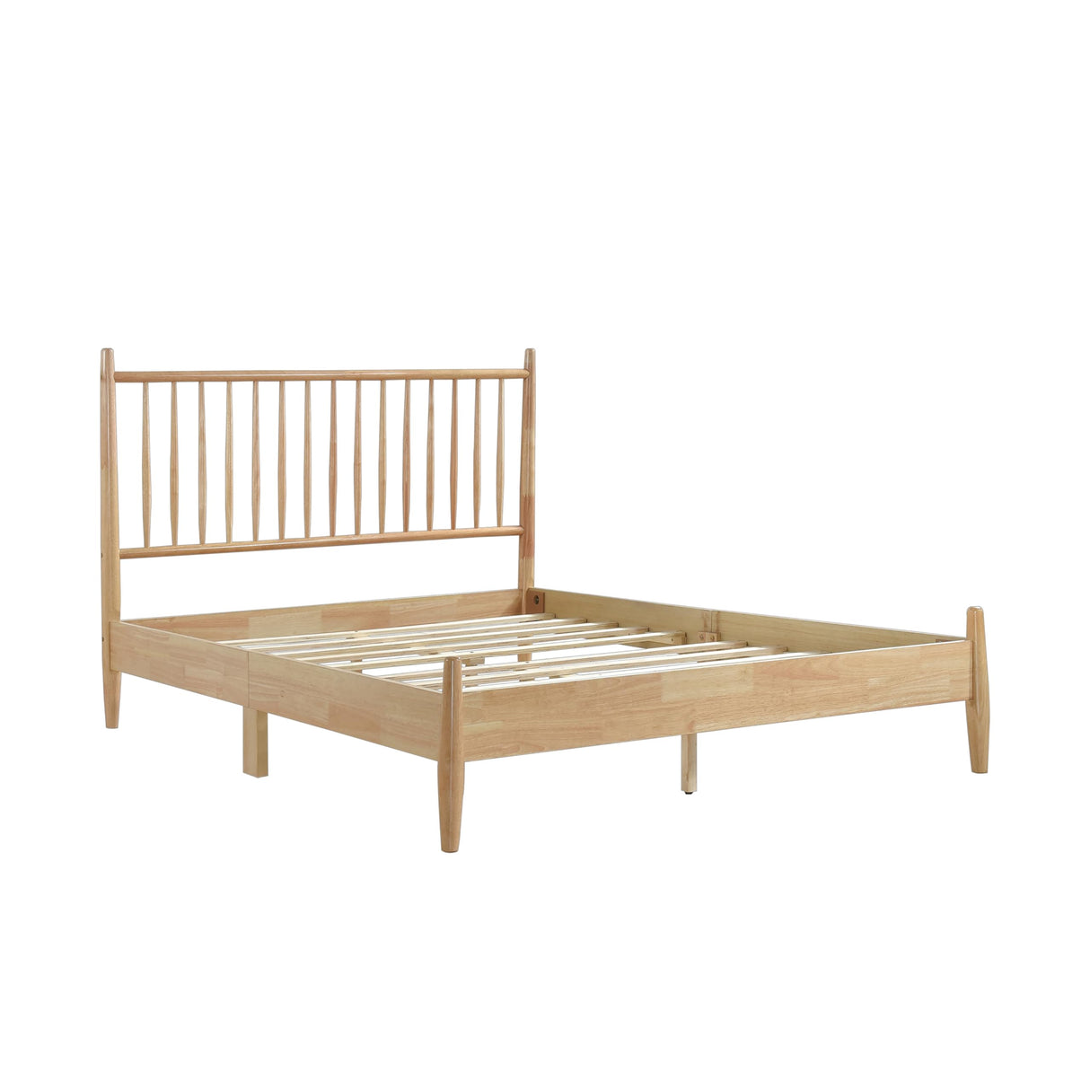 Natural Finish Wooden Queen Platform Bed 1pc Mid-Century Modern Bedroom Furniture