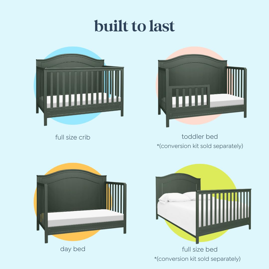DaVinci Charlie 4-in-1 Convertible Crib in Forest Green, Greenguard Gold Certified