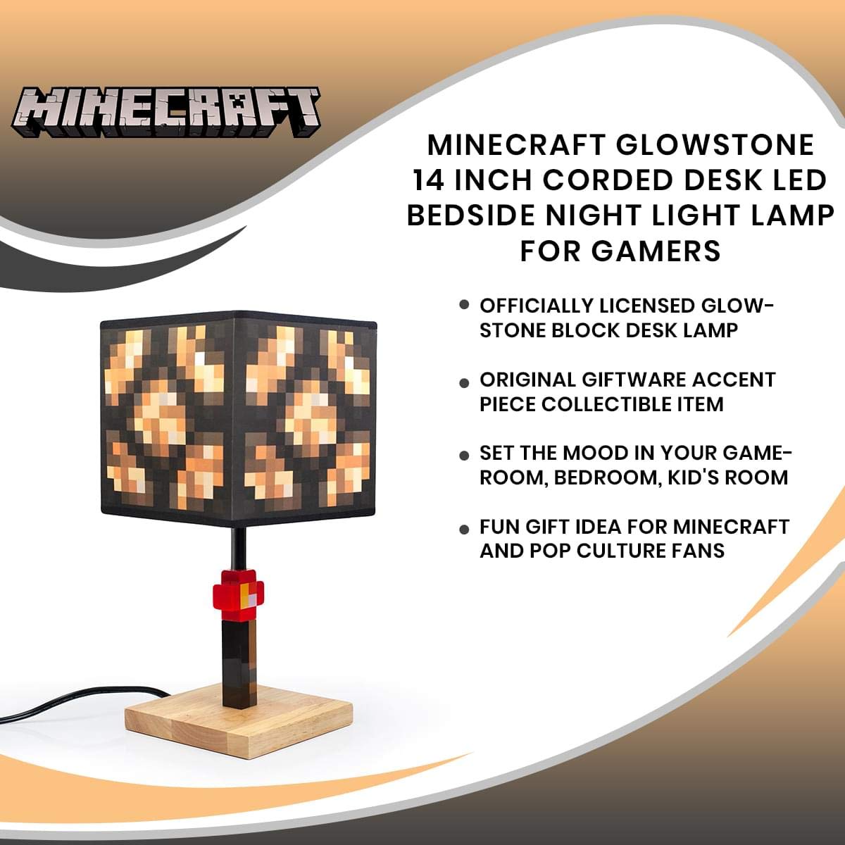 Glowstone 14 Inch LED Night Light - Decorative Desk Lamp for Bedroom & Gaming Room