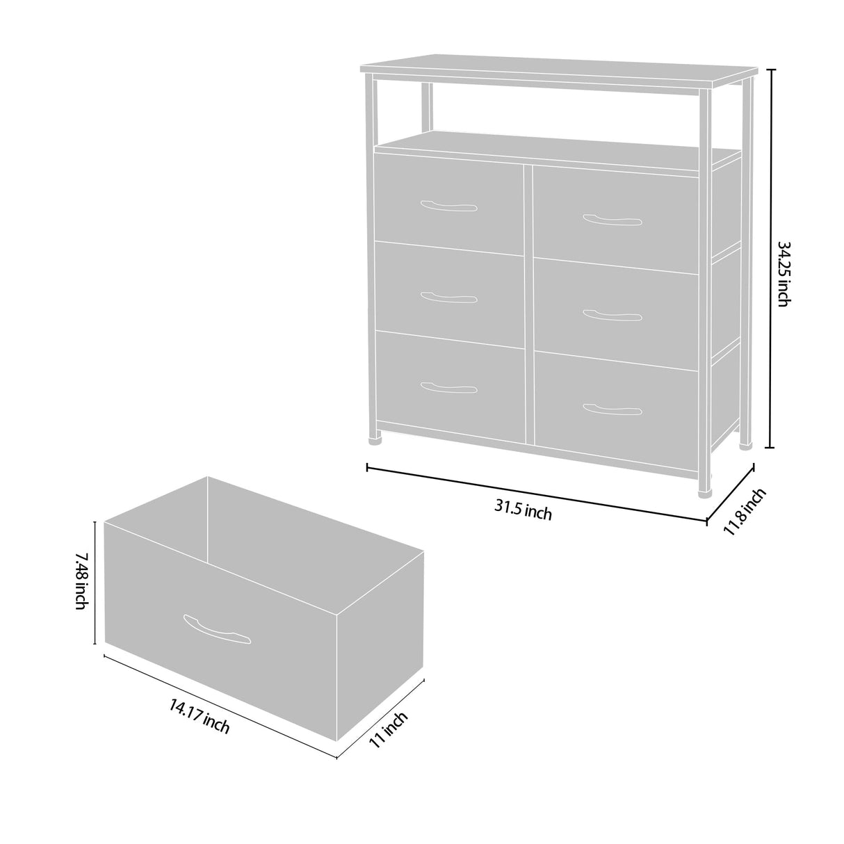 Concept Dresser Double Shelf, Tall Storage Organizer Unit for Bedroom/Entryway/Living